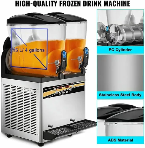 Vista 2 de Máquina comercial de batidos, Máquina de batido de 2 jarras para el hogar, Dispensador de bebidas dobles Máquina de bebidas frías de jugo frío
