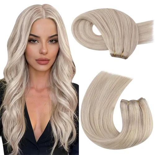 Vista 93 de Moresoo Extensiones de cabello humano real para coser, color negro natural