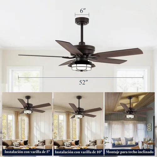 Vista 7 de NORFOLK Ventilador de techo impermeable para exteriores de 52 pulgadas