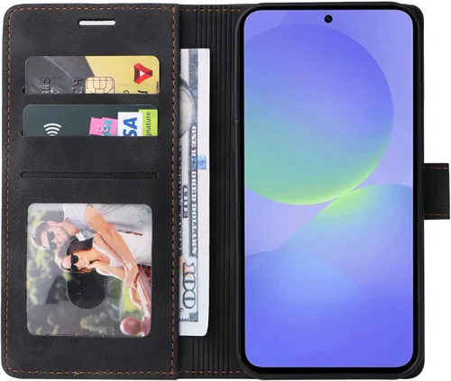 Vista 2 de Compatible con Redmi A1 4G / A2 4G Flip Kickstand (piel sintética), cierre magnético, ranura para tarjetas, estilo cartera, funda protectora