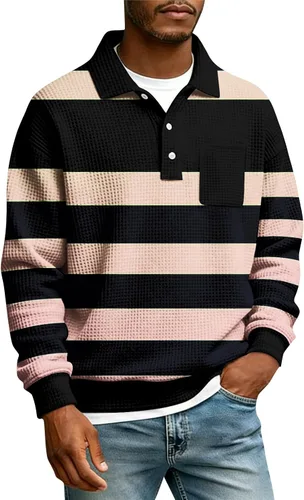 Vista 6 de Camisas de manga larga con botones a cuadros para hombre, con cuello de manga larga, estilo casual, elegante, a cuadros