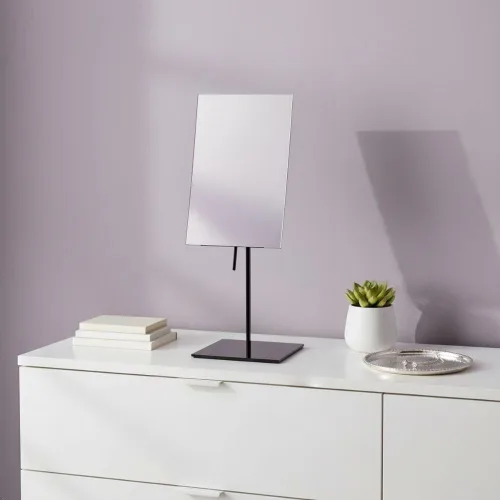 Vista 2 de JERDON Espejo rectangular de maquillaje de mesa, aumento 3X con acabado negro, espejo de tocador de 5 x 8 pulgadas, ajuste de pivote, modelo JP358BK
