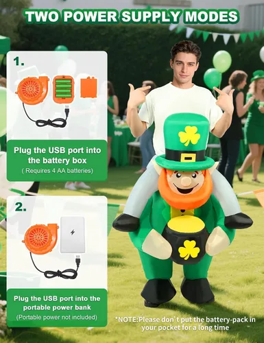 Vista 6 de Disfraz inflable de duende del día de San Patricio para hombres