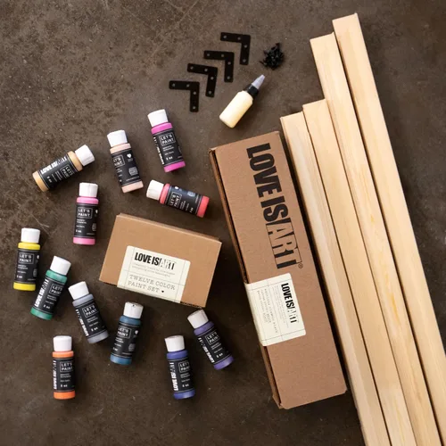 Vista 4 de Love is Art Kit de pintura para parejas, experiencia única de cita nocturna e idea romántica de aniversario, actividad creativa para parejas