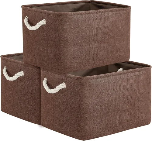 Vista 30 de TheWarmHome Contenedores de almacenamiento para estantes, tamaño mediano, 3 unidades, 13.8 pulgadas de largo x 9.8 pulgadas de ancho x 6.7 pulgadas