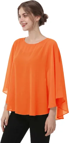 Vista 8 de Capas de gasa para mujer, chales y envolturas para poncho Negro