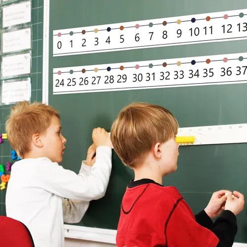 Vista 7 de Borde de tablón de anuncios de línea numérica, 0-100 líneas numéricas para decoración de pared de aula, tablero de anuncios de matemáticas