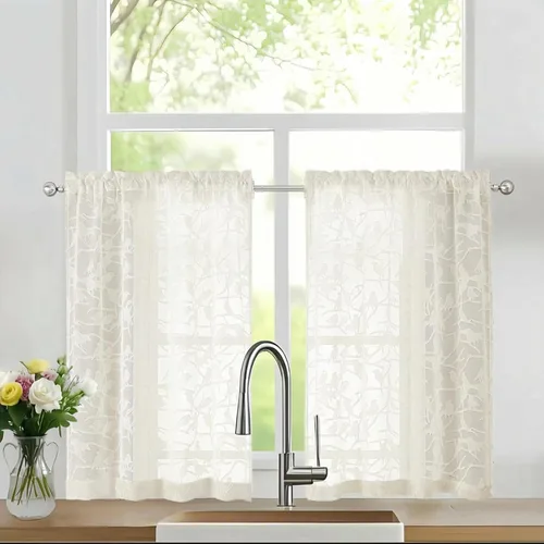 Vista 55 de OVZME Anji Clip Voile Sheer Tiers RD 2X30X36 Negro