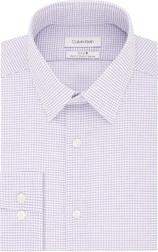 Vista 12 de Calvin Klein Camisa de vestir para hombre, no plancha, elástica, ajustada, a cuadros Acua Multi