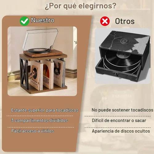 Vista 5 de Soporte apilable para discos de vinilo de 80 a 100 Lps con estante
