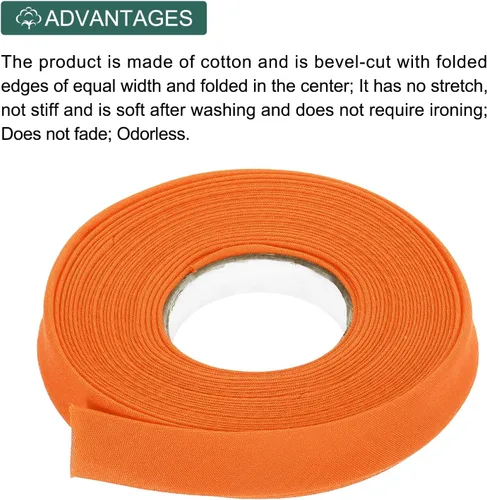 Vista 410 de MECCANIXITY Cinta al bies de doble pliegue de 1/2 pulgada de poliéster continuo a granel para costura, costura, dobladillo, encuadernación y Beige