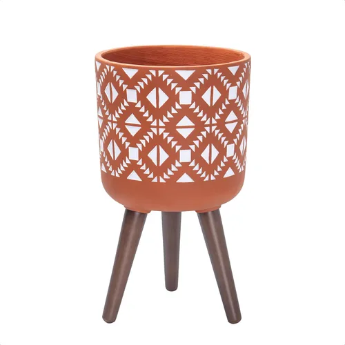 Vista 18 de D'vine Dev Maceta de 12 pulgadas con soporte, maceta alta de mediados de siglo con patas para plantas de interior, bronce/negro, 88-G-C-6