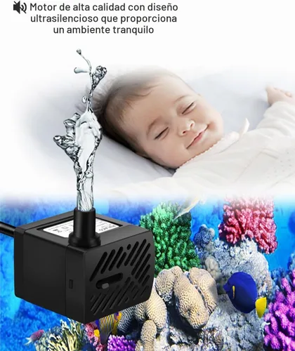 Vista 2 de PULACO 50GPH 3W Mini bomba de agua sumergible para acuarios, peceras, estanque, fuente, hidroponía