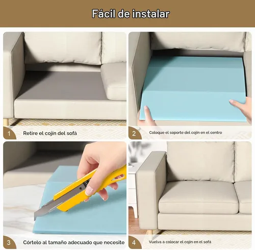 Vista 7 de Soporte de cojín de sofá para asiento caído, 20 x 20 x 2 pulgadas, espuma