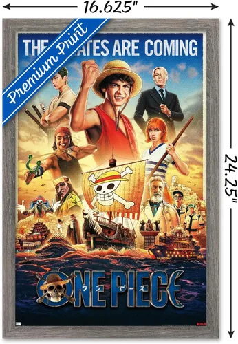 Vista 3 de Trends International Netflix One Piece - Póster de pared de una hoja, 14.72 x 22.37 pulgadas, versión enmarcada de madera de granero Versión