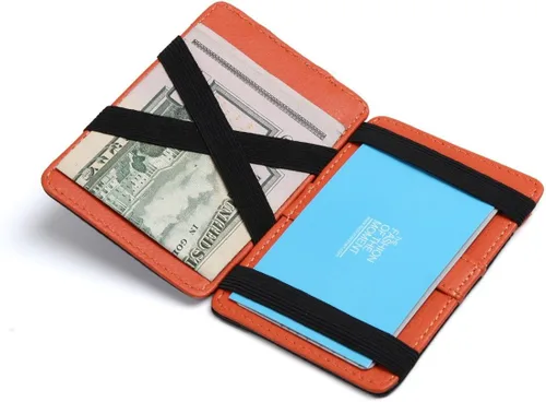 Vista 4 de Y&G Boda mágica negra del tenedor de la tarjeta de crédito de la cartera de la manera de los hombres 10 colores disponibles, Naranja Oscuro
