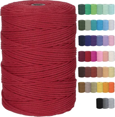 Vista 31 de Cuerda de macramé de algodón de 2 mm, 220 yardas, suministros naturales de macramé de color, cuerda de algodón suave para artesanía, para colgar