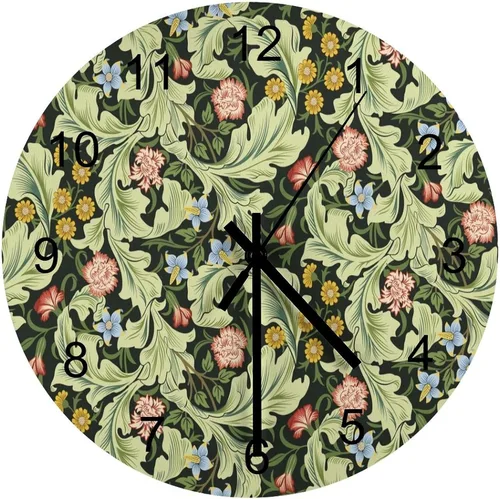 Vista 27 de Reloj de Pared de Flores Silencioso Sin Tictac Operado por Batería, Caricatura de los 70s Linda Flor Abstracta Pastel Margarita Reloj Floral