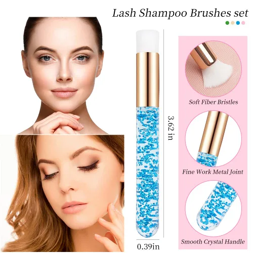 Vista 2 de 30 cepillos de champú de pestañas de cristal, cepillo de limpieza de pestañas, cepillos de maquillaje suaves para limpieza de extensiones de azul 30