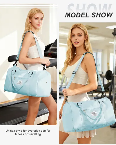 Vista 3 de Bolsa de gimnasio para mujer, bolsa de viaje de viaje, bolsa de mano deportiva, bolsa de fin de semana