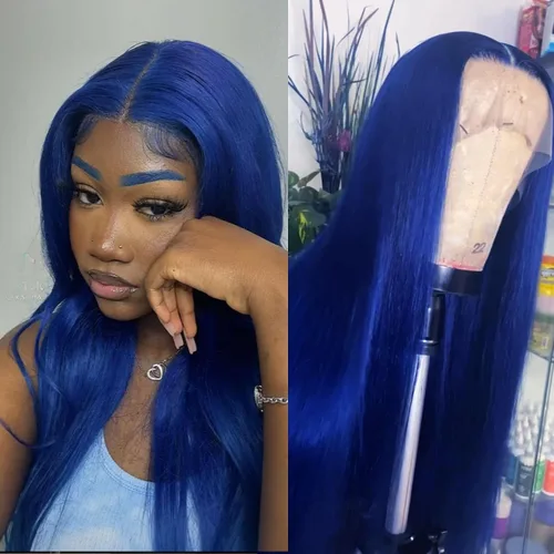 Vista 17 de Lovestory Peluca de encaje frontal larga y recta color blanco platino, predepilada, rubio platino, pelucas de encaje frontal sintético para mujeres