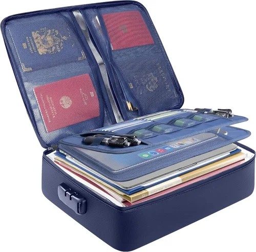 Vista 13 de BALEINE Caja de Documentos Ignífuga con Cerradura, Bolsa de Documentos Ignífuga Portátil Impermeable Cajas de Archivos Ignífugas para Documentos