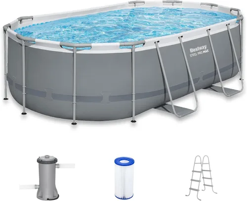 Vista 12 de Bestway Steel Pro MAX - Juego de piscina sobre el suelo (10 pies x 6 pies 7 pulgadas x 33 pulgadas), incluye bomba de filtro de 330 galones por
