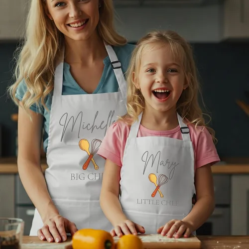 Vista 6 de 7th Hill Delantal personalizado para cocinar, delantales de chef a juego para niños, baberos personalizados para hombres y mujeres, regalo para mamá
