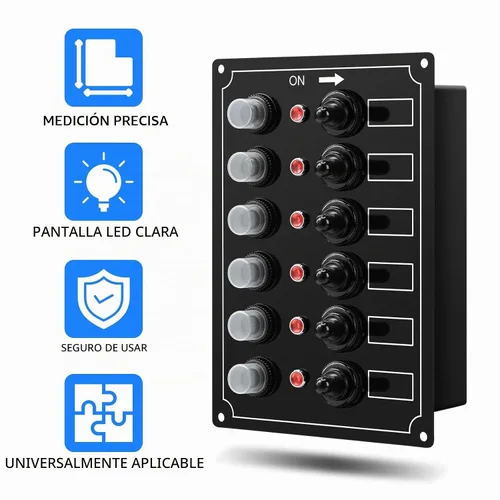 Vista 2 de Panel de interruptores marinos, Haoguo Panel eléctrico de barco de 6 Gang con disyuntor, IP67 impermeable, aplicable a barcos, yates, barcos