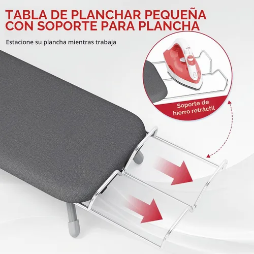 Vista 3 de APEXCHASER Small Ironing Board, Iron Board with Iron Rest & Holder, Black Negro