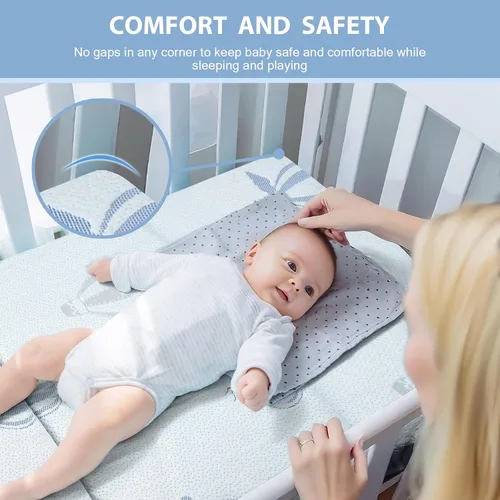 Vista 6 de Colchón Plegable Triple Pack and Play - Almohadillas de Colchones Pack N Play de 38"x26" con Cubierta Removible Transpirable - Colchón de Cuna