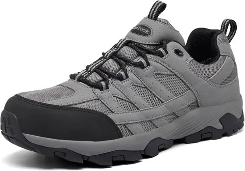 Vista 10 de SHULOOK Botas de senderismo impermeables para hombre, ligeras, antideslizantes, al aire libre, botas de tobillo transpirables, senderismo