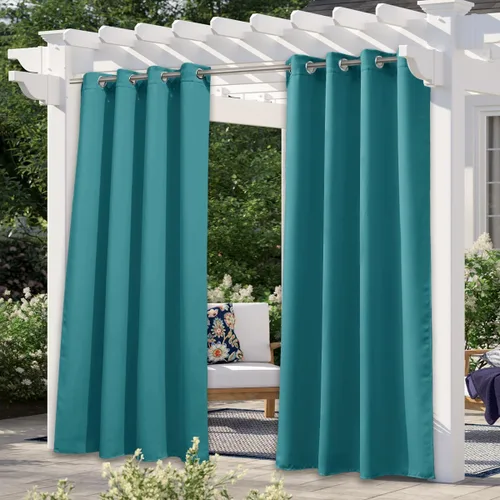 Vista 76 de NICETOWN Cortina para Exteriores para Patio Impermeable de 84 Pulgadas de Ancho, Aislamiento Térmico con Ojales Antioxidantes Bloqueo UV Cortina
