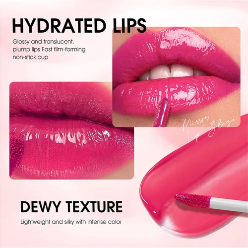 Vista 3 de Juego de 12 piezas de colección de brillo labial hidratante, 12 tonos 12 colores brillantes