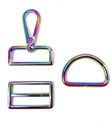 Vista 11 de 15 piezas de herrajes para bolso, ganchos giratorios de servicio pesado con anillos en D para bolso y hebillas deslizantes de tres guías