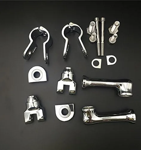 Vista 2 de SMT-Kit de montaje de clavijas de carretera ajustables en ángulo largo cromado compatible con cualquier bicicleta con tubo de marco de protector