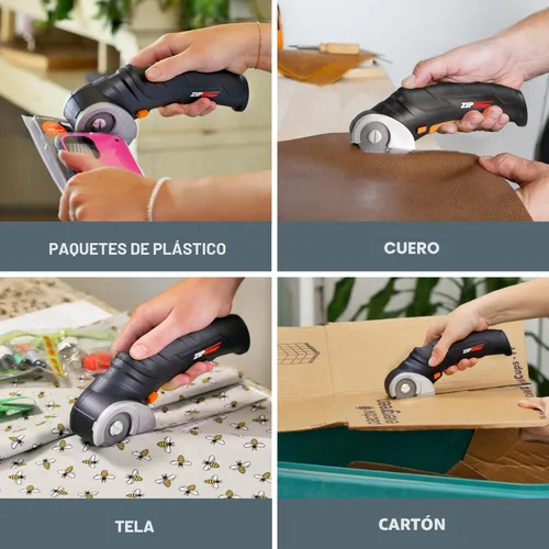 Vista 4 de Worx Zipsnip - Tijeras eléctricas inalámbricas, cortador de caja de cartón recargable, tijeras de tela potentes de 4 V con 2 cuchillas de seguridad