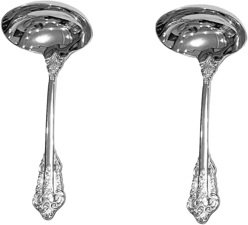 Vista 7 de Cucharón pequeño para salsa SUS304 de acero inoxidable cucharón de servir de plata para salsa, juego de 1 cucharón (plata espejo puro)