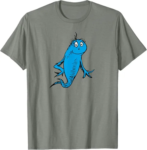 Vista 35 de Dr. Seuss Blue Fish Character - Camiseta con licencia oficial Negro