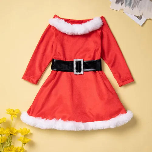 Vista 5 de Traje de fiesta de Navidad para bebés y niñas conjunto de 2 unidades sin espalda línea A vestido de niña