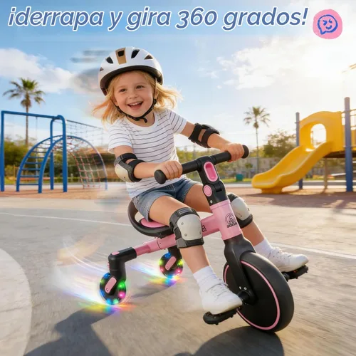 Vista 7 de Ridego Triciclo 3 en 1 para niños de 2 a 5 años, modos de caminante, pedal Rosa