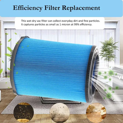 Vista 5 de VF5000 - Filtro de vacío plisado de 3 capas compatible con aspiradoras Ridgid Shop Vac de 6 a 20 galones, filtro de repuesto de polvo fino