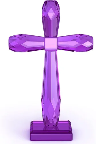Vista 11 de YWHL Cruz de pie de cristal champagne, regalos religiosos para mujeres y hombres, figuras coleccionables de cruz de Pascua de vidrio hechas a mano