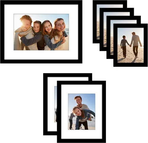 Vista 14 de Americanflat Juego de 10 marcos de fotos con vidrio inastillable, juego de marcos de pared para galería con dos marcos de 8 x 10, cuatro de 5 x 7