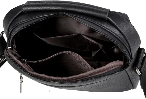 Vista 6 de Hebetag Bolso bandolera de cuero pequeño para hombres y mujeres, para viajes al aire libre, negocios
