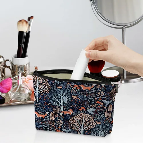 Vista 2 de jeilink Linda bolsa de maquillaje divertida con diseño floral de animales para amantes, mujeres, niñas, hijas, enfermeras, compañeras de trabajo