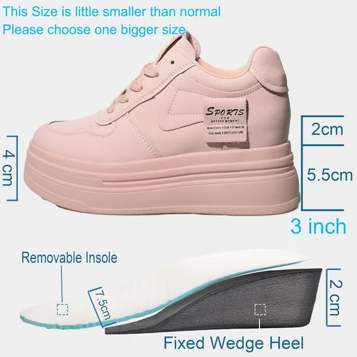 Vista 3 de 3.0 in con cordones de ocio calzado transpirable cuña talón femenino moda zapatillas cómodas mujeres casaul zapatos