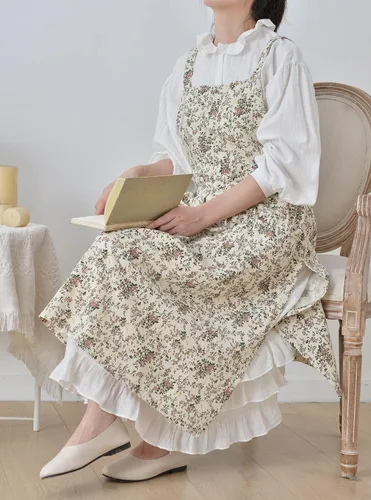 Vista 2 de Delantales para mujer, lindo delantal de talla grande con bolsillos, cocina, cocina, Navidad