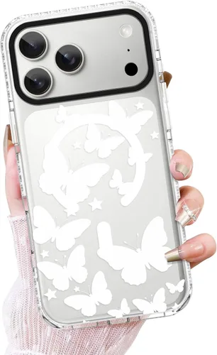 Vista 12 de OOK Funda magnética transparente para iPhone 17, lindo encaje floral negro Encaje Negro Floral