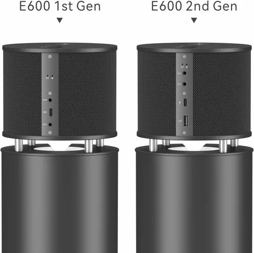 Vista 7 de ABRAMTEK Altavoz Bluetooth de 100 W, altavoz inalámbrico de alta potencia E600 con subwoofer de súper graves y sonido 360 para el hogar, oficina
